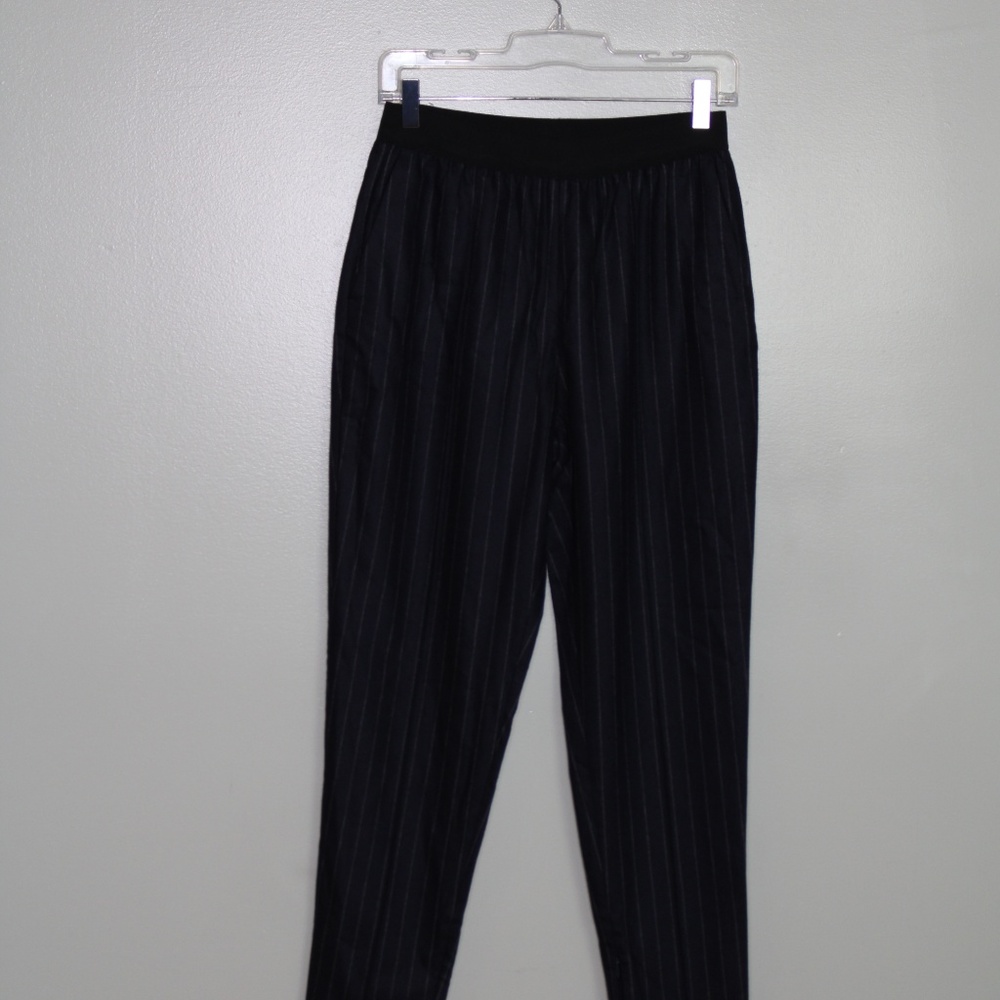 everlane women wool pants size 2 navy /white strip
